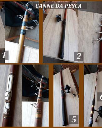 Canne da pesca complete di borse e accessori