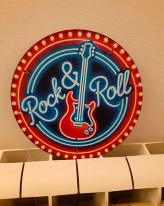 Arte Murale Rotonda in Ferro GUITAR rock