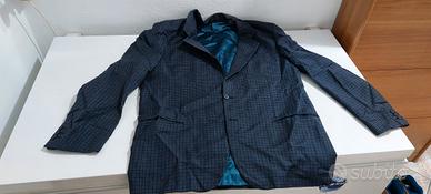 Giacca fresco di lana righine blu grigie