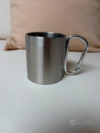 Tazza caffè campeggio acciaio inox con moschettone