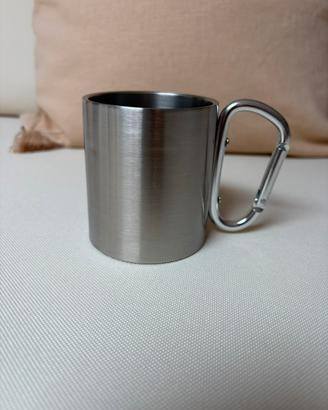 Tazza caffè campeggio acciaio inox con moschettone