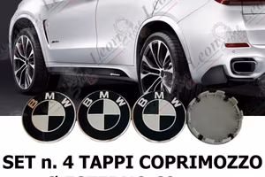 Set 4 Tappi Coprimozzo BMW 68 mm logo nero