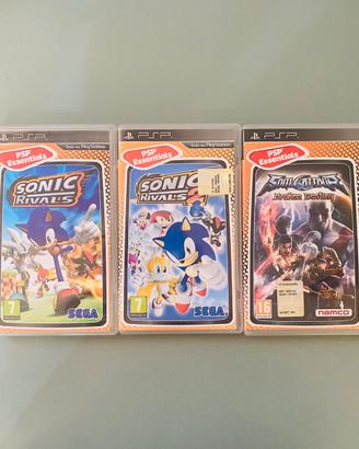 Lotto 3 Giochi Psp Umd Sonic 1 e 2 + Soulcalibur