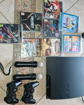 ps3 +8 giochi+2 joystick+2 move-motion 