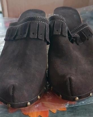 zoccoli marrone con zeppa n 38 donna