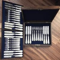 Servizio vittoriano in argento 925 e madreperla