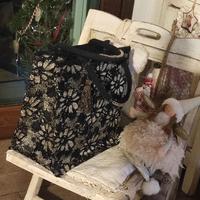 borsa juta e pizzo nero