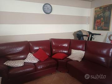 Divano in pelle vera bordeaux 