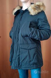 Cappotto Parka Armani Jeans nero con pelliccia