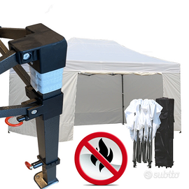 Gazebo pieghevole mercati 3x2m bianco pvc ignifugo