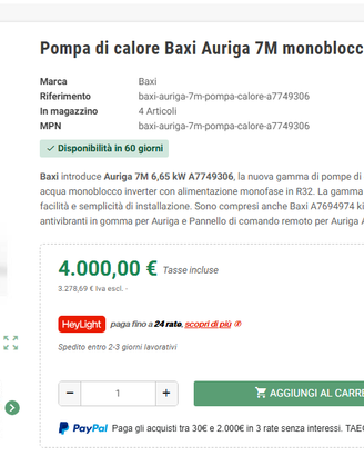 Pompa di calore BAXI AURIGA 7M