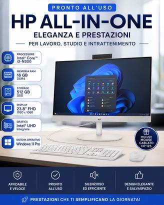 PC NUOVO HP AIO 24”,Ultima Gen,16Gb/512Gb
