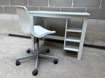 Scrivania Ikea Brusali + Sedia Ikea Snille bianche