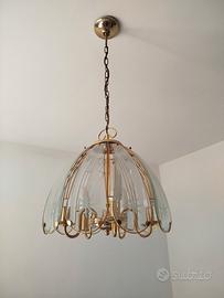 lampadario in ottone a 5 bracci