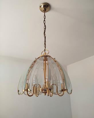 lampadario in ottone a 5 bracci