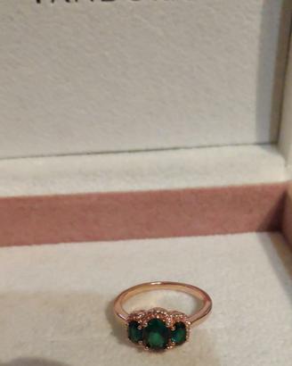 PANDORA Anello Trilogy Vintage Verde 180057C01