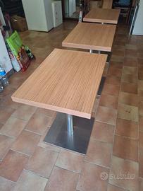 Set di 3 tavoli in acciaio e legno