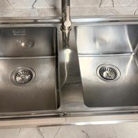 Lavello a due vasche in acciaio satinato Foster