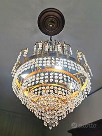 Lampadario cristallo SWAROVSKI ottone stile impero