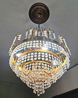 Lampadario cristallo SWAROVSKI ottone stile impero