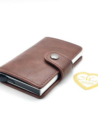 Porta tessere Portafoglio Pelle marrone Piccolo 
