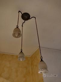 lampadario in vetro a tre