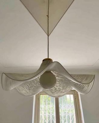 Lampadario moderno vetro bianco ondulato
