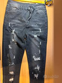 jeans skinny shein neri strappati tgl 14 anni