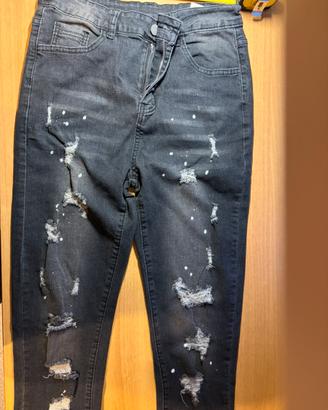 jeans skinny shein neri strappati tgl 14 anni