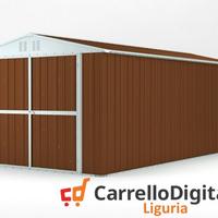 Box garage auto in Acciaio 327x611 legno scuro