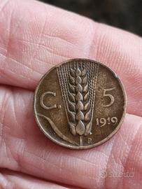 moneta 5 centesimi spiga 1919