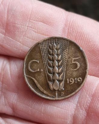 moneta 5 centesimi spiga 1919