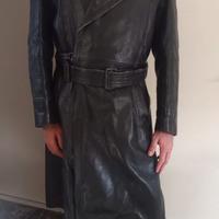 Giaccone militare biker lungo in vera pelle 