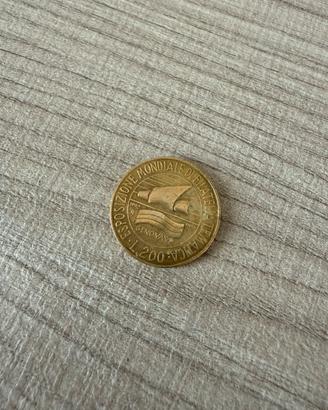 Moneta 200 lire Esposizione mondiale Genova