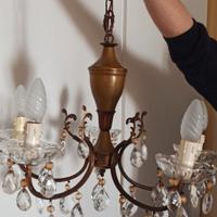 lampadario vintage con gocce di vetro 