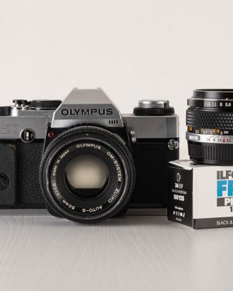 Olympus om-20 + 50mm 1.8 + 28mm 3.5 + Ilford Fp4