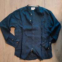 CAMICIA BERNA BLU NAVY CON COLLETTO COREANO