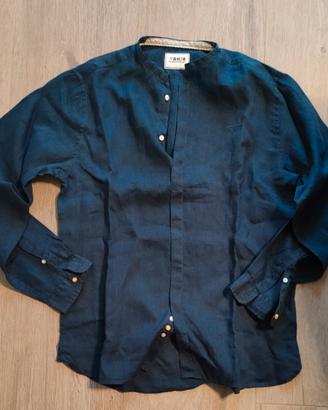 CAMICIA BERNA BLU NAVY CON COLLETTO COREANO