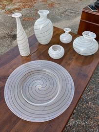 Set 6 Pezzi Vetro Murano Filigrana Oro