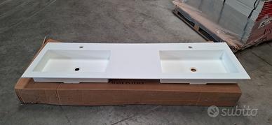 lavabo doppio in corian 175,5 x 52.2 x h12
