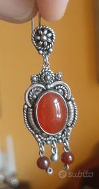 ORECCHINI IN ARGENTO 925 CON PIETRA COLORE ARANCIO