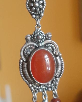 ORECCHINI IN ARGENTO 925 CON PIETRA COLORE ARANCIO