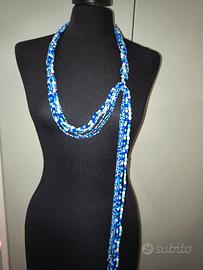 Collana 'sciarpina" in perle e pietre dure