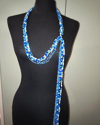 Collana 'sciarpina" in perle e pietre dure