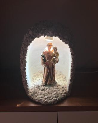 Lampada grotta con statua sant’ Antonio e bambino