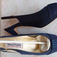 Scarpe Valleverde in raso e seta blu 37