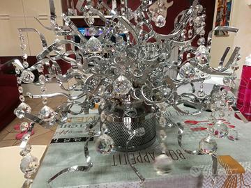 lampadario cromato in cristallo