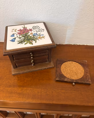 Set Sottobicchieri Vintage Legno e Sughero