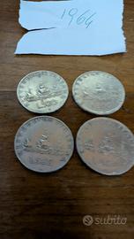 n. 4 Monete 500 Lire Caravelle anno 1964