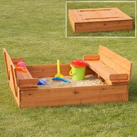 Sabbiera per bambini da esterno, giardino in legno